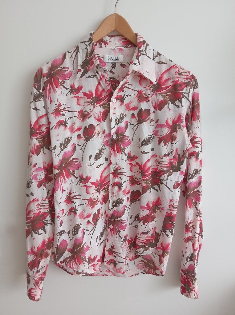 Michel roze bloemen overhemd, maat S, Oosterveldweg 15, 7274 DZ, Verzenden, Halswijdte 38 (S) of kleiner, Nieuw