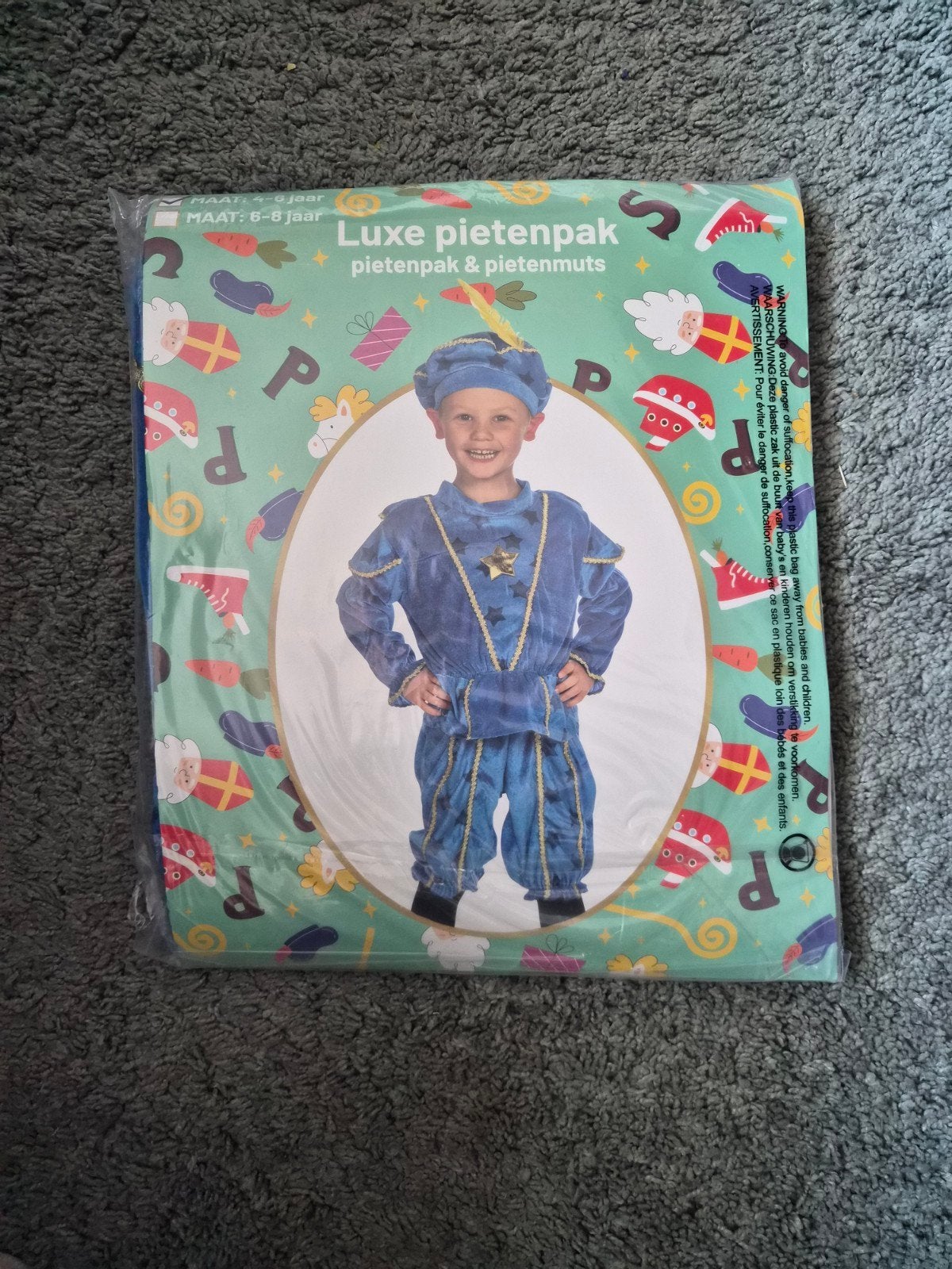 Nieuw Luxe Pietenpak blauw- 4-6 jaar, Ophalen of Verzenden, Nieuw, Jongen of Meisje