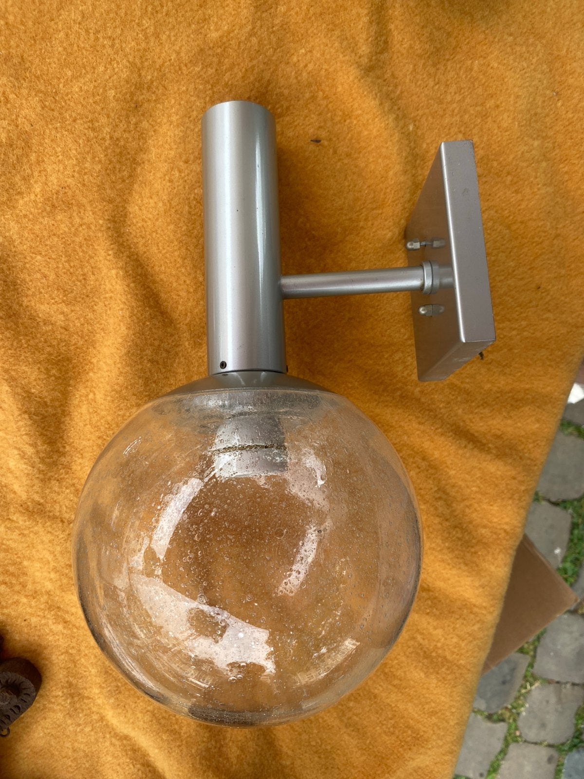 Drie Vintage Raak Amsterdam wandlamp met glazen bol, Metaal, Overige merken, Gebruikt, Zilver