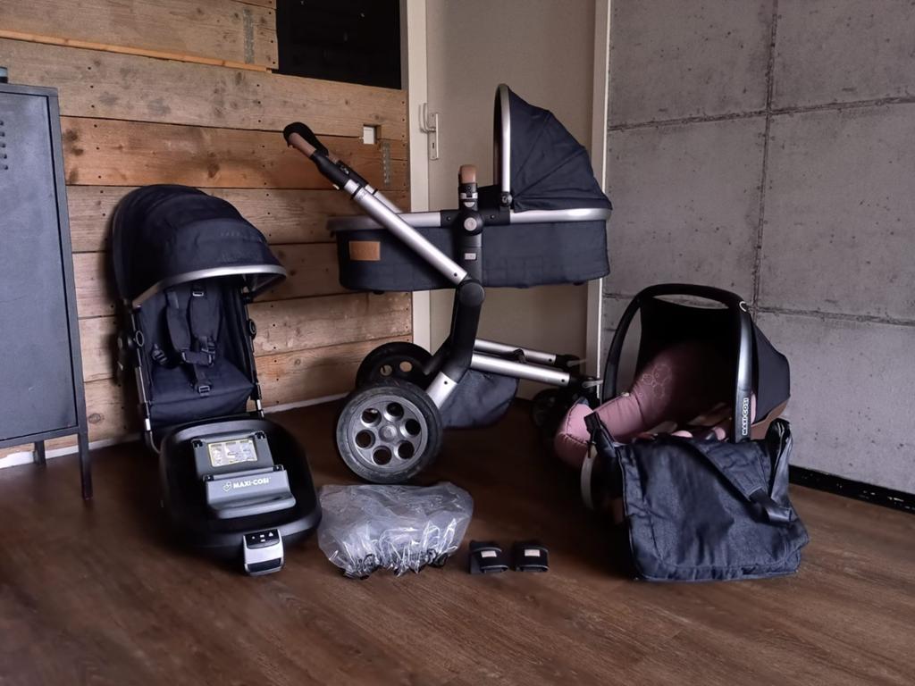 Joolz Day Quadro Denim + Familyfix & Maxi cosi Pebble!, Ophalen, Verstelbare duwstang