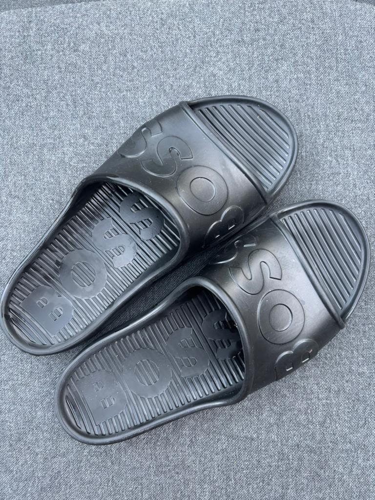 Boss Badslippers - Zwart, Kleding | Heren, Slippers, Verzenden, Zwart, Zo goed als nieuw