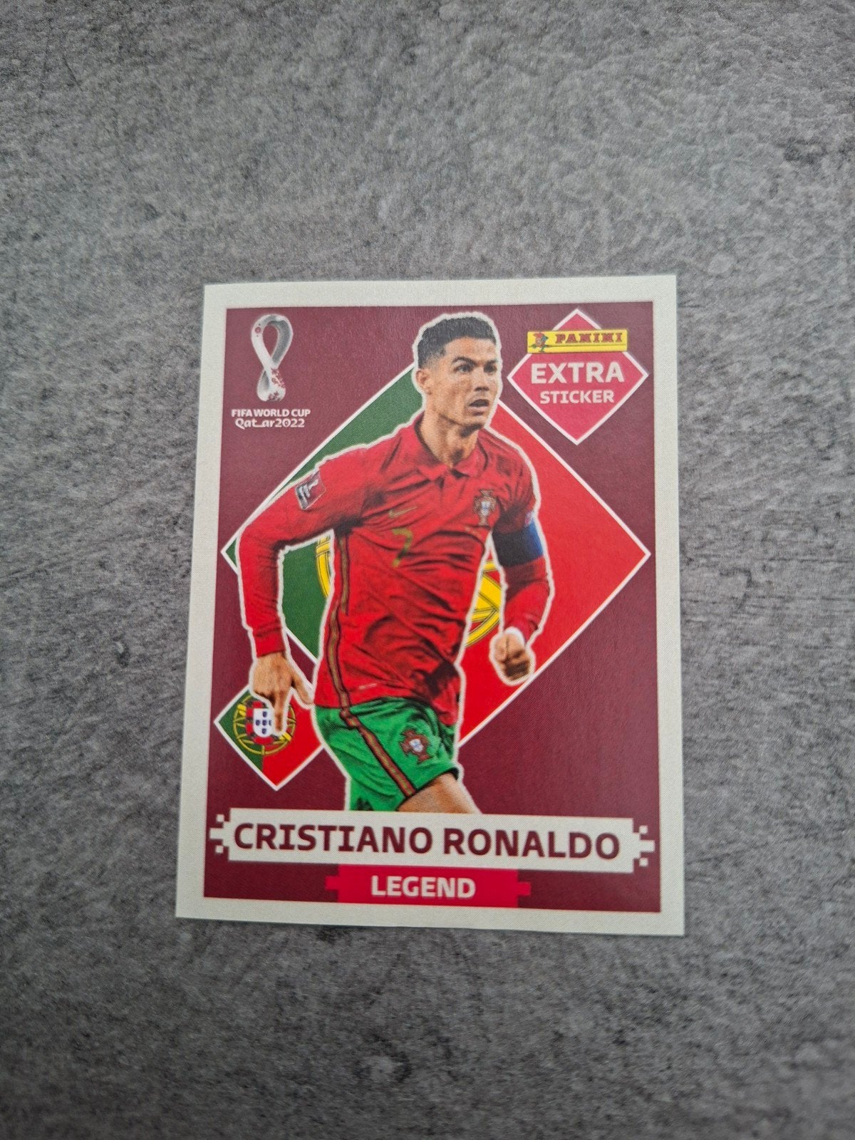 Panini sticker WK 2022 Qatar. Cristiano Ronaldo Portugal., Verzenden, Zo goed als nieuw, Sticker