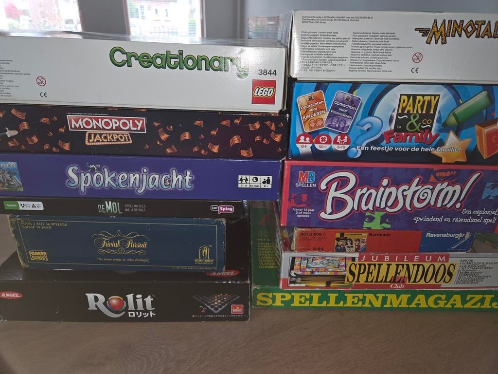 Groot spellenpakket: Monopoly, Creationary Minotaurus, Hobby en Vrije tijd, Gezelschapsspellen | Bordspellen, Ophalen of Verzenden