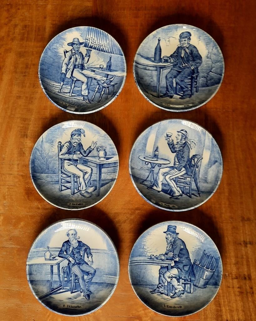 Antieke bordjes Boch Belgium Delfts Blauw, Antiek en Kunst, Ophalen of Verzenden