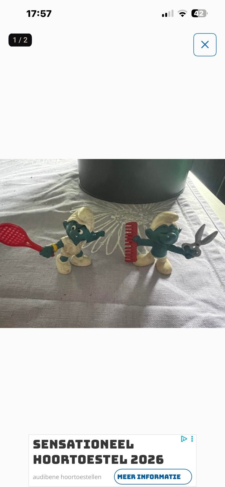 2 oude vintage smurfen, Verzamelen, Smurfen, Ophalen of Verzenden, Zo goed als nieuw, Verschillende Smurfen