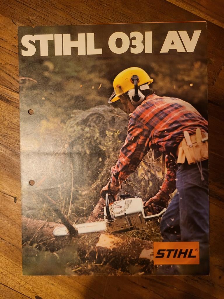 folder Stihl 031 AV motorkettingzaag, Ophalen of Verzenden, Zo goed als nieuw