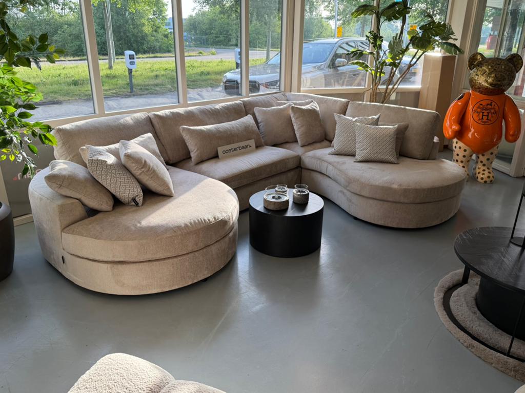 Luxe Velvet Teddy U-Bank New Nepal Round 160x350x250cm NIEUW, Info@oosterbaanwonen.nl, Venus 31 8448CE Heerenveen, Hoekbank, Oosterbaan Wonen