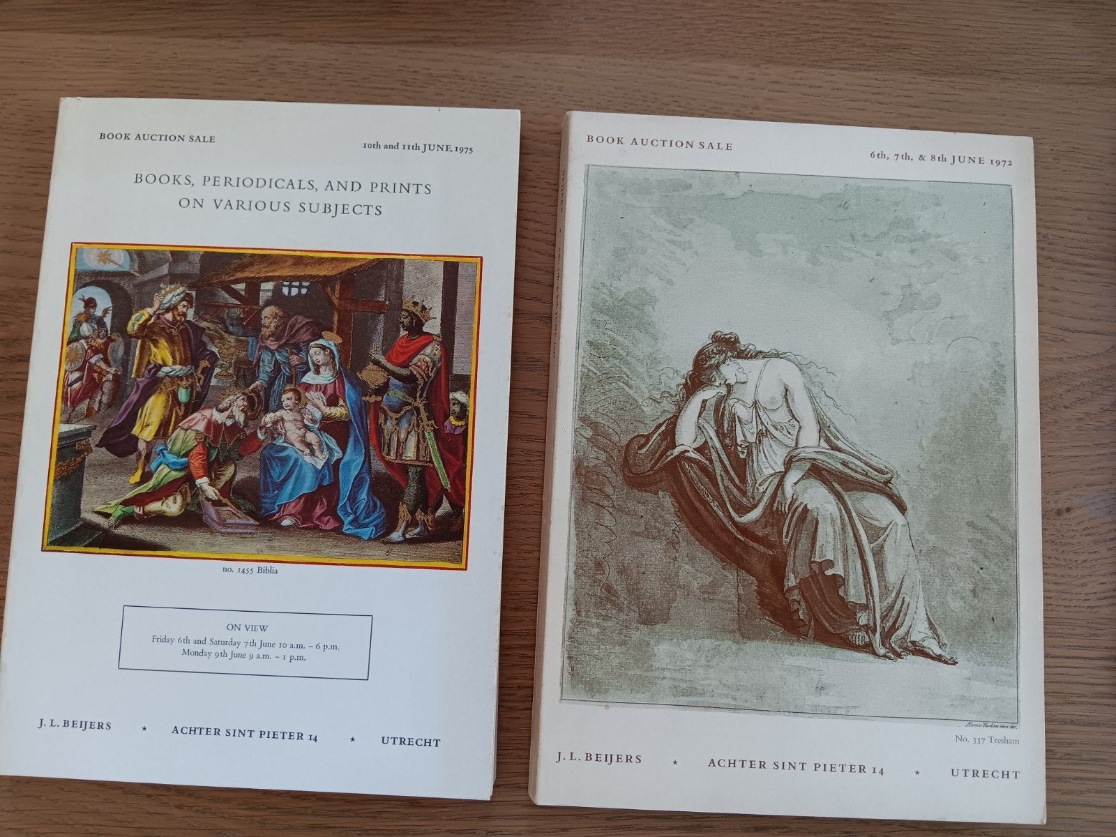 2x J.L. Beijers Boekveiling Catalogus Utrecht 1972 & 1975, Ophalen of Verzenden, Gelezen, J.L. Beijers, Catalogus
