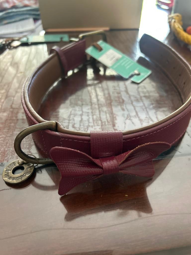 Nieuw Dwam Bonnie honden halsband  bordeaux xl, Ophalen of Verzenden, Handgemaakt, Nieuw