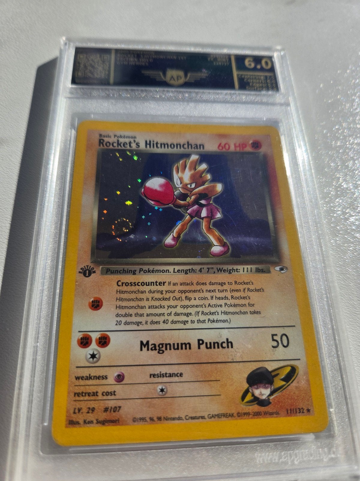 Prachtige Rocket's Hitmonchan 1st edition met swirl!, Ophalen of Verzenden, Zo goed als nieuw