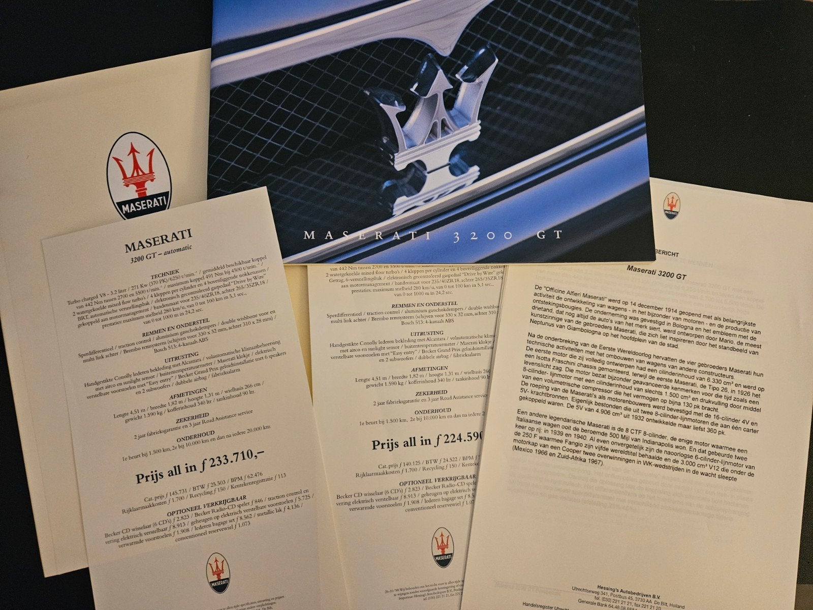 Brochure / persmap Maserati 3200 GT 1998, Ophalen of Verzenden, Zo goed als nieuw, Overige merken