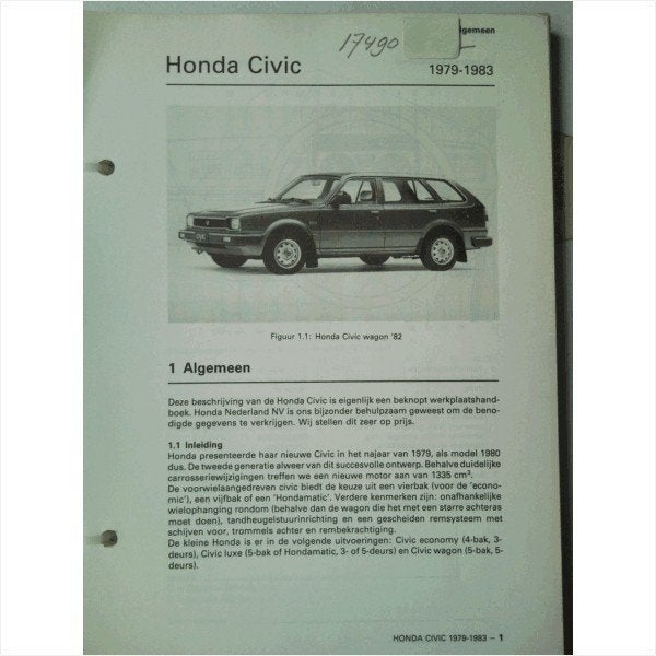 Honda Civic Vraagbaak losbladig 1979-1983 #1 Nederlands, Ophalen of Verzenden, Gelezen, Honda