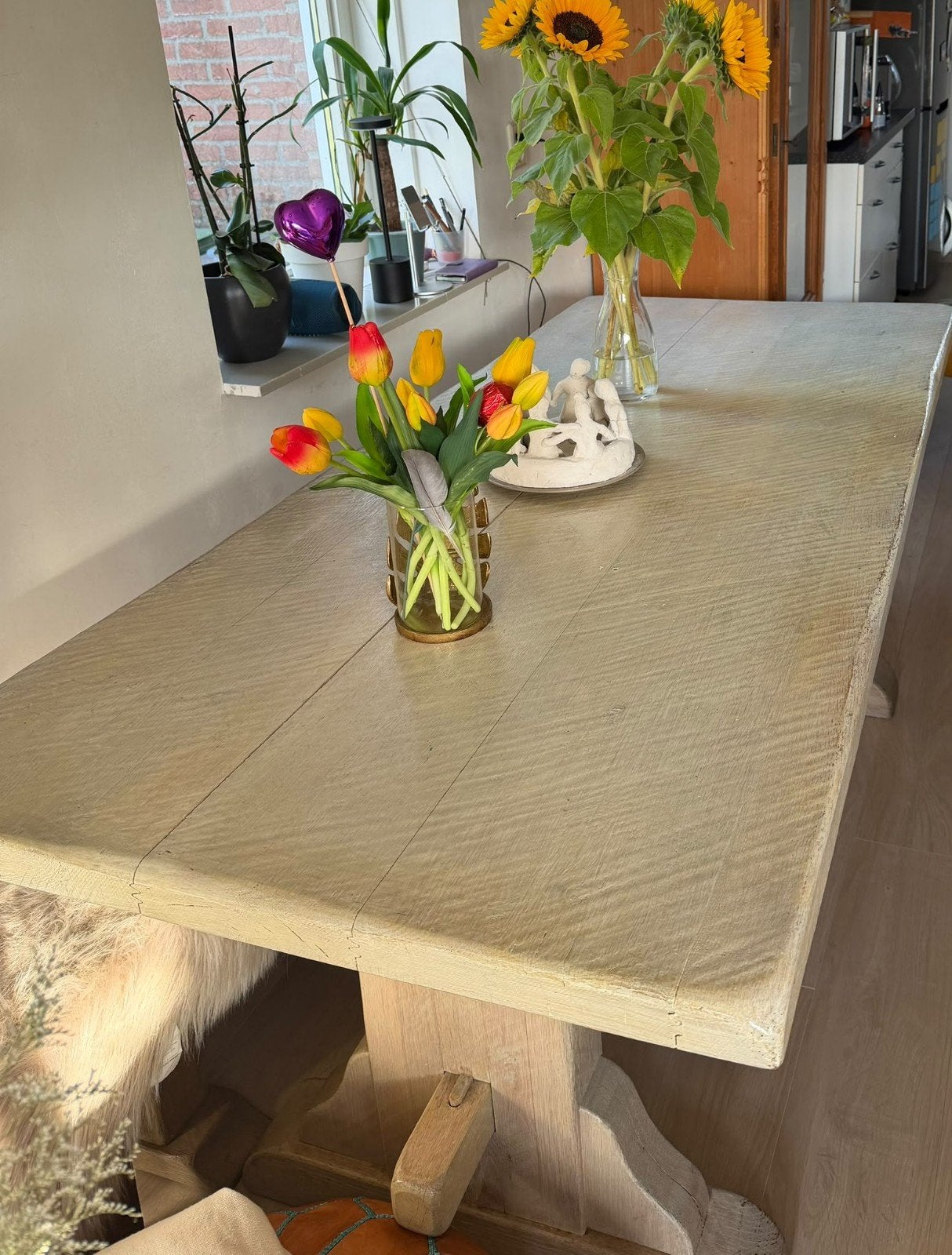 TEAB!! Zware eettafel met bijpassend bankje, Ophalen, Gebruikt, 50 tot 100 cm, Landelijk