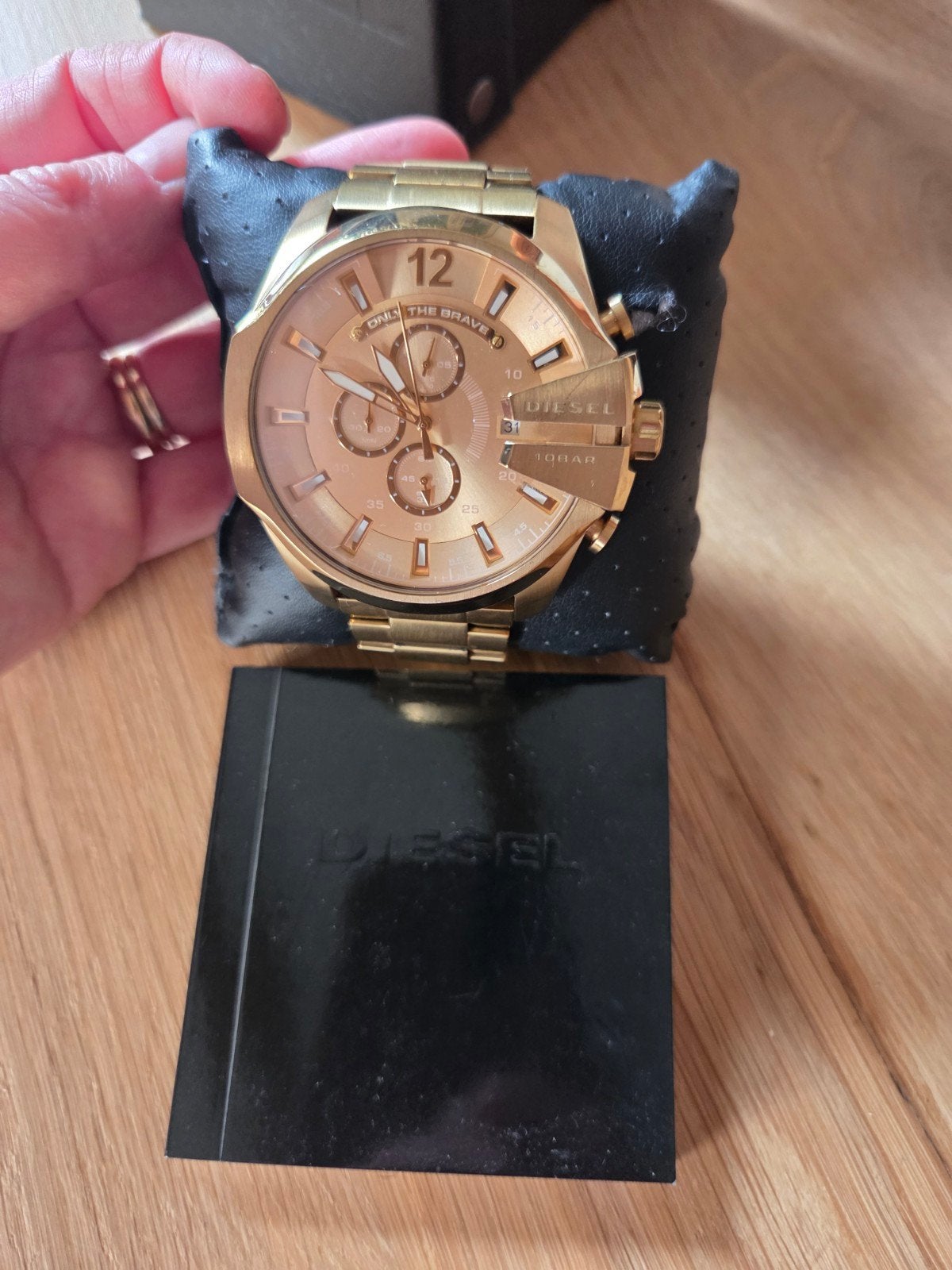 Gouden Diesel horloge - DZ-4360 - 50mm, Overige merken, Ophalen of Verzenden, Goud, Leer