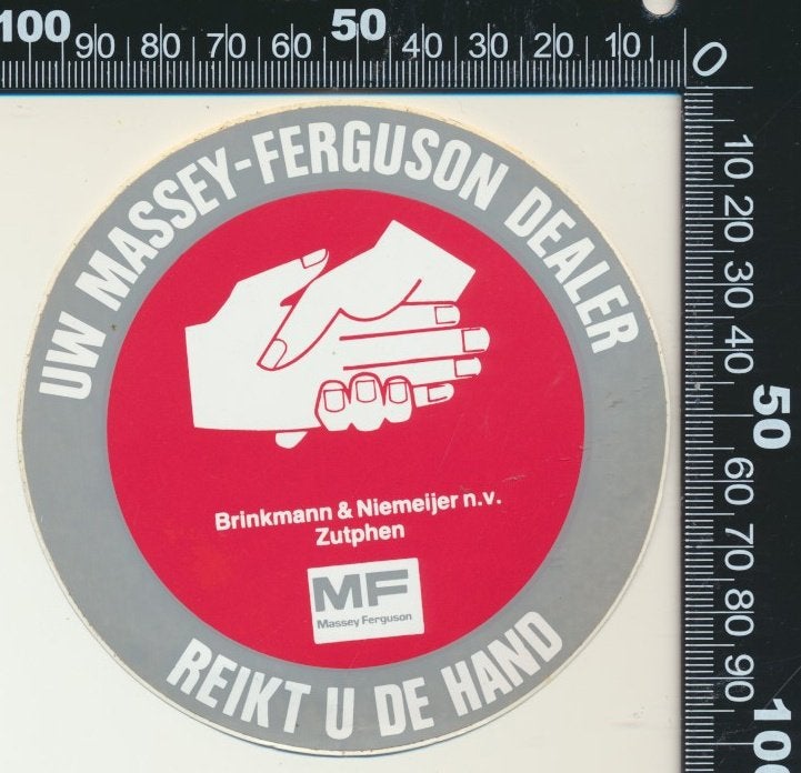 Sticker: Brinkmann en Niemeijer - Uw Massey Ferguson Dealer, Ophalen of Verzenden, Zo goed als nieuw, Bedrijf of Vereniging