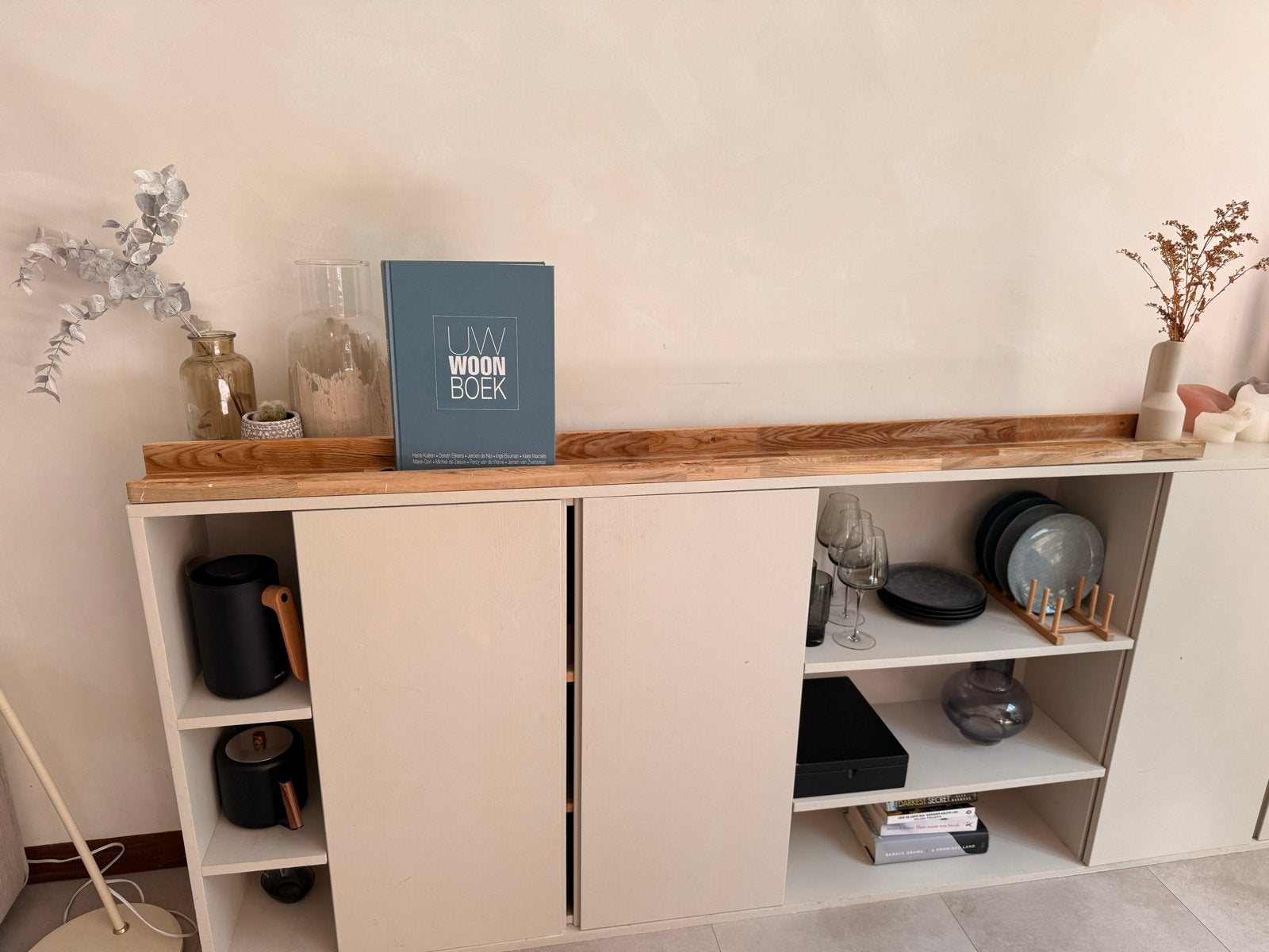 Eiken houten wandplank voor decoratie vtwonen - 170 cm lang, Ophalen, Gebruikt