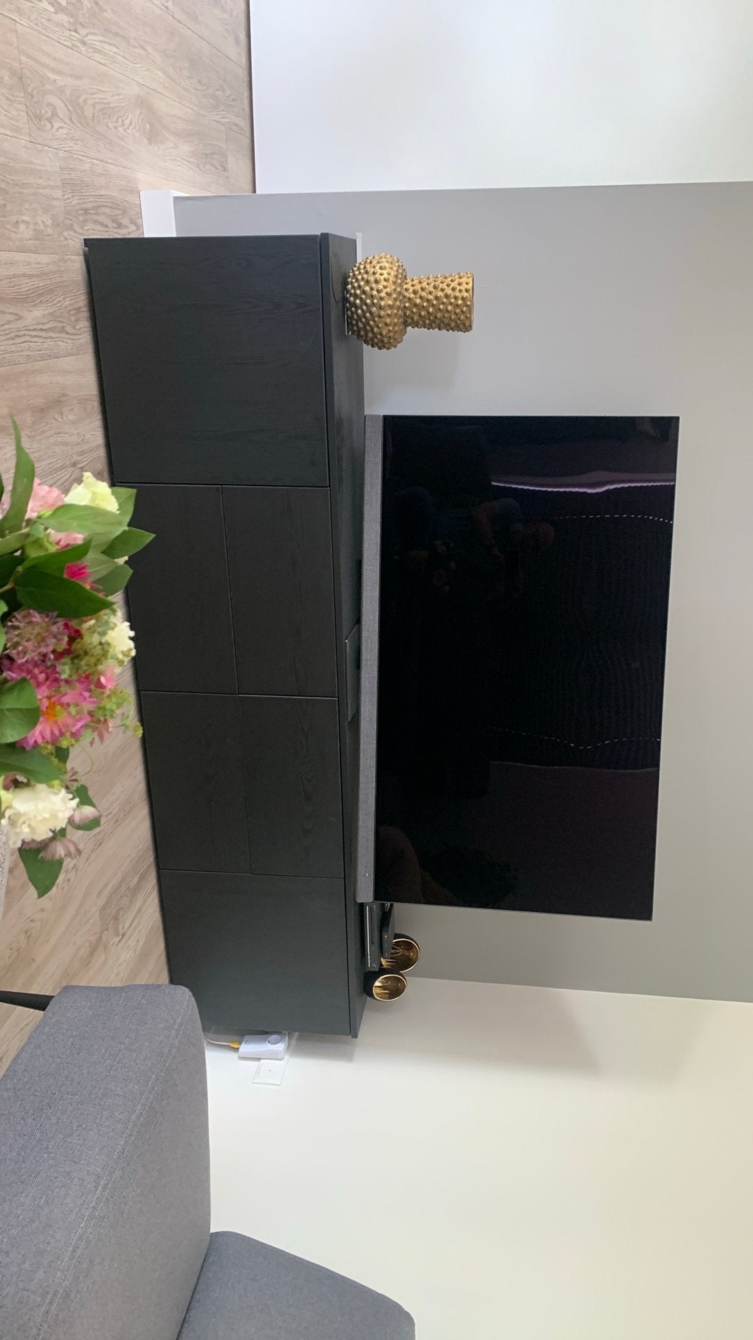 Zwart houten tv meubel, afm. 206x55x40cm, Ophalen, Zo goed als nieuw, 200 cm of meer, Minder dan 100 cm