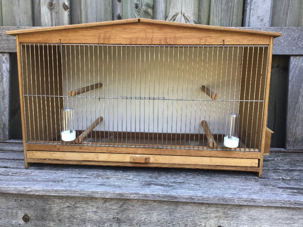 Houten vogelkooi, Dieren en Toebehoren, Vogels | Hokken en Kooien, Ophalen, Gebruikt, Hout, Vogelkooi