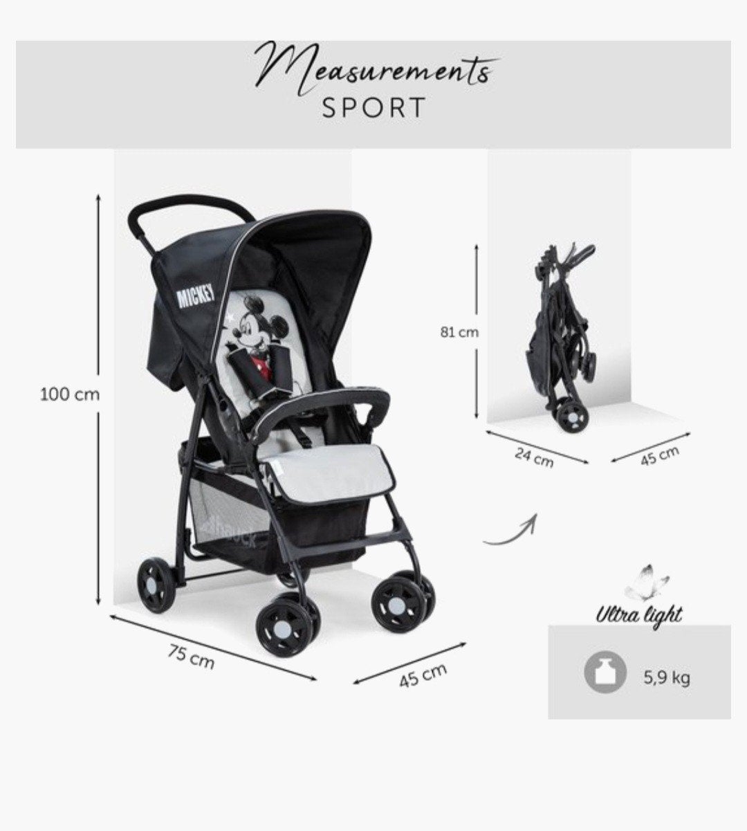 Mickey mouse buggy, Ophalen, Zo goed als nieuw, Kinderwagen, Overige merken