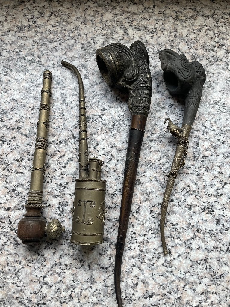 opium pijpen, Ritueel object, China, Meerkleurig, 25 cm