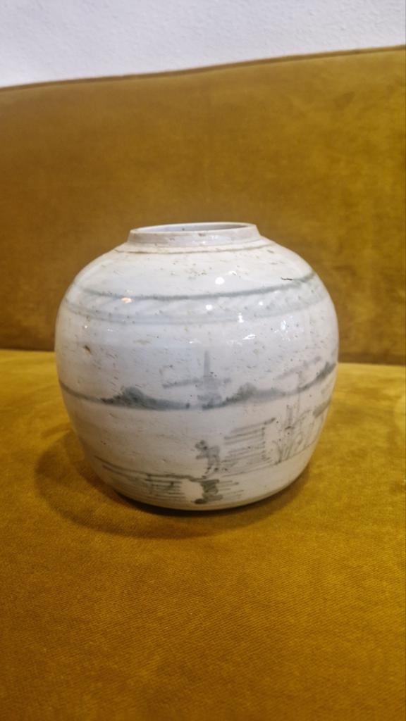 Antieke Chinese gemberpot met landschapdecoratie, Antiek en Kunst, Ophalen of Verzenden