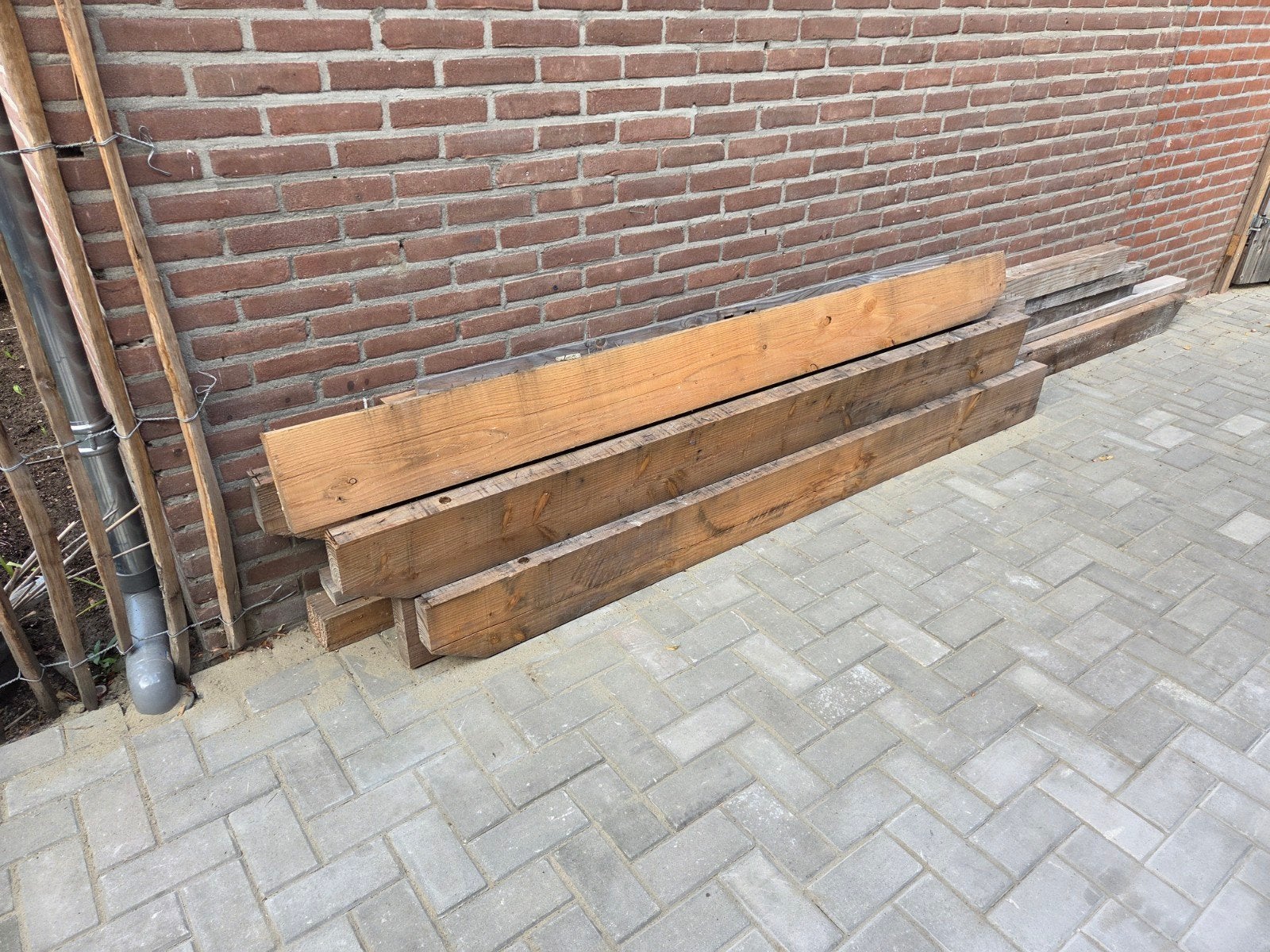 Douglas gordingen en balkjes - Snel ophalen!, Ophalen, Gebruikt, 200 tot 250 cm, 50 mm of meer