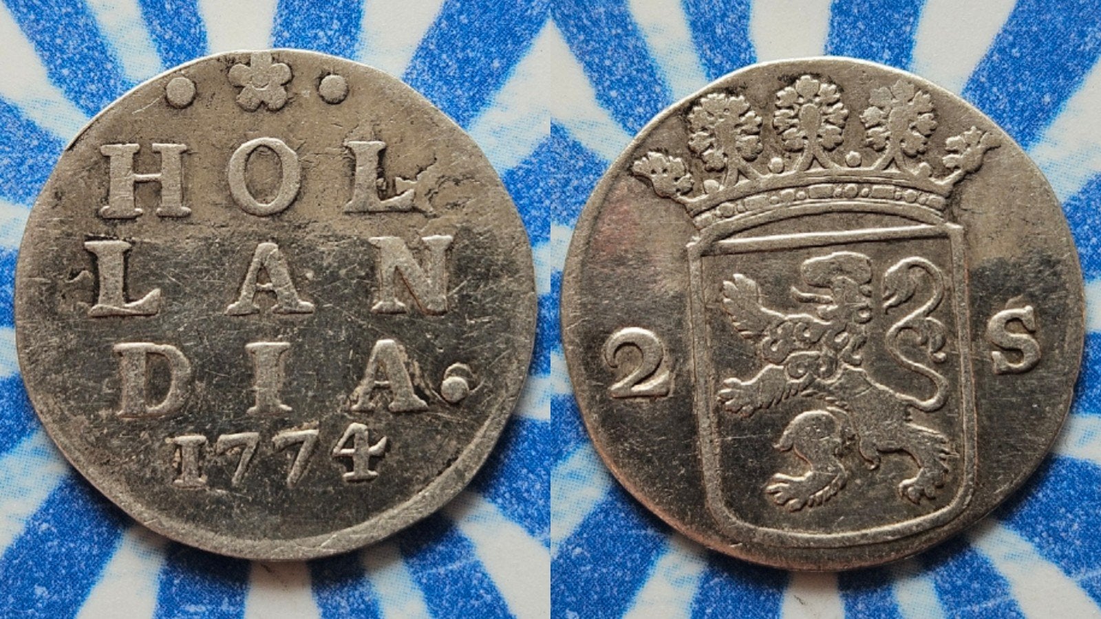 Mooie oude zilveren munt dubbele stuiver Holland 1774, Ophalen of Verzenden, Vóór koninkrijk, Overige waardes