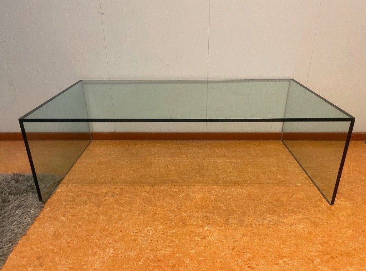 glazen salontafel - 128x68x41 cm, Huis en Inrichting, Tafels | Salontafels, Ophalen, Gebruikt, 100 tot 150 cm, 50 tot 100 cm