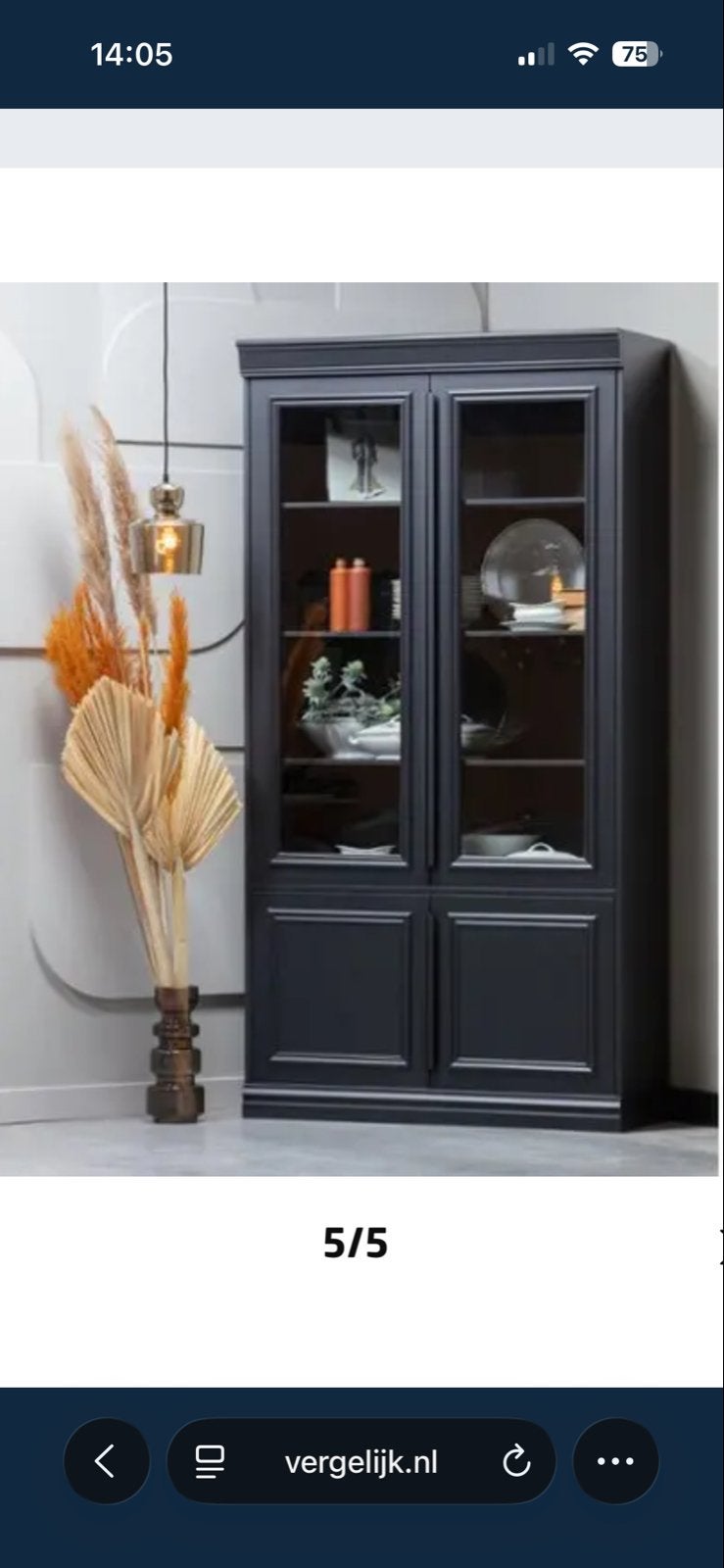 Bepurehome Organize Vitrinekast Zwart - Klassiek Design, Huis en Inrichting, Ophalen, Gebruikt, 100 tot 150 cm, 200 cm of meer