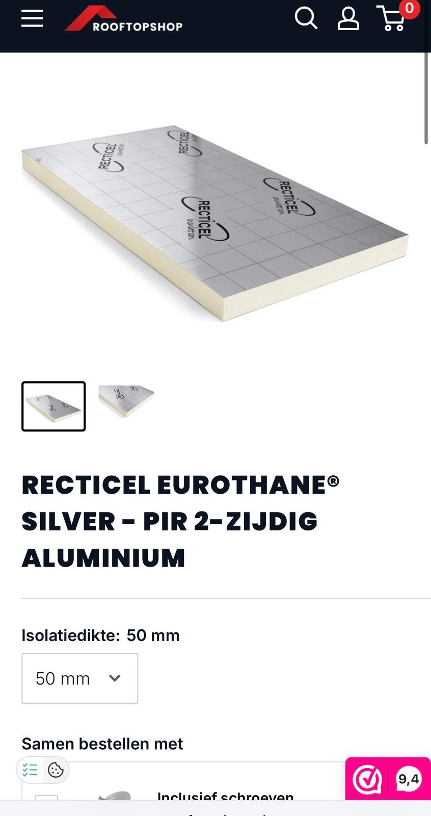5 x Recticel Eurothane silver 50 mm, Ophalen, Overige materialen, 4 tot 8 cm, Dakisolatie