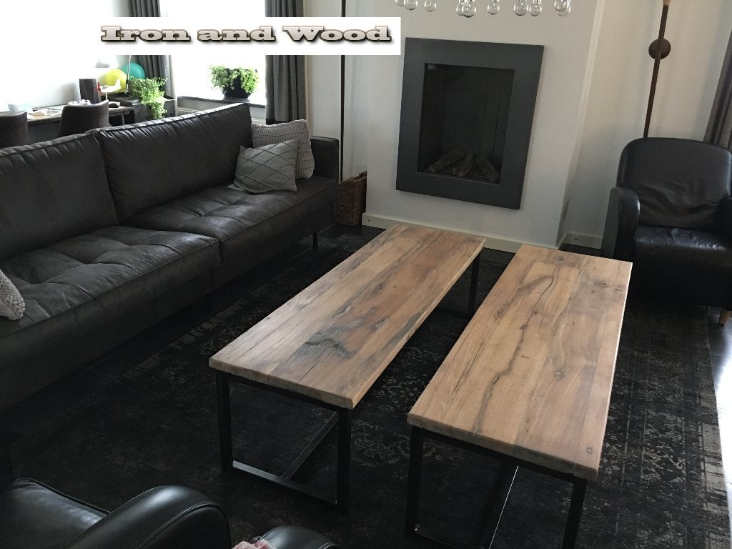 Oud eiken barnwood of wagondelen, maatwerk salontafels, Ophalen, Robuust, oud eiken, barnwood, wagonplanken, wagondelen, Eikenhout