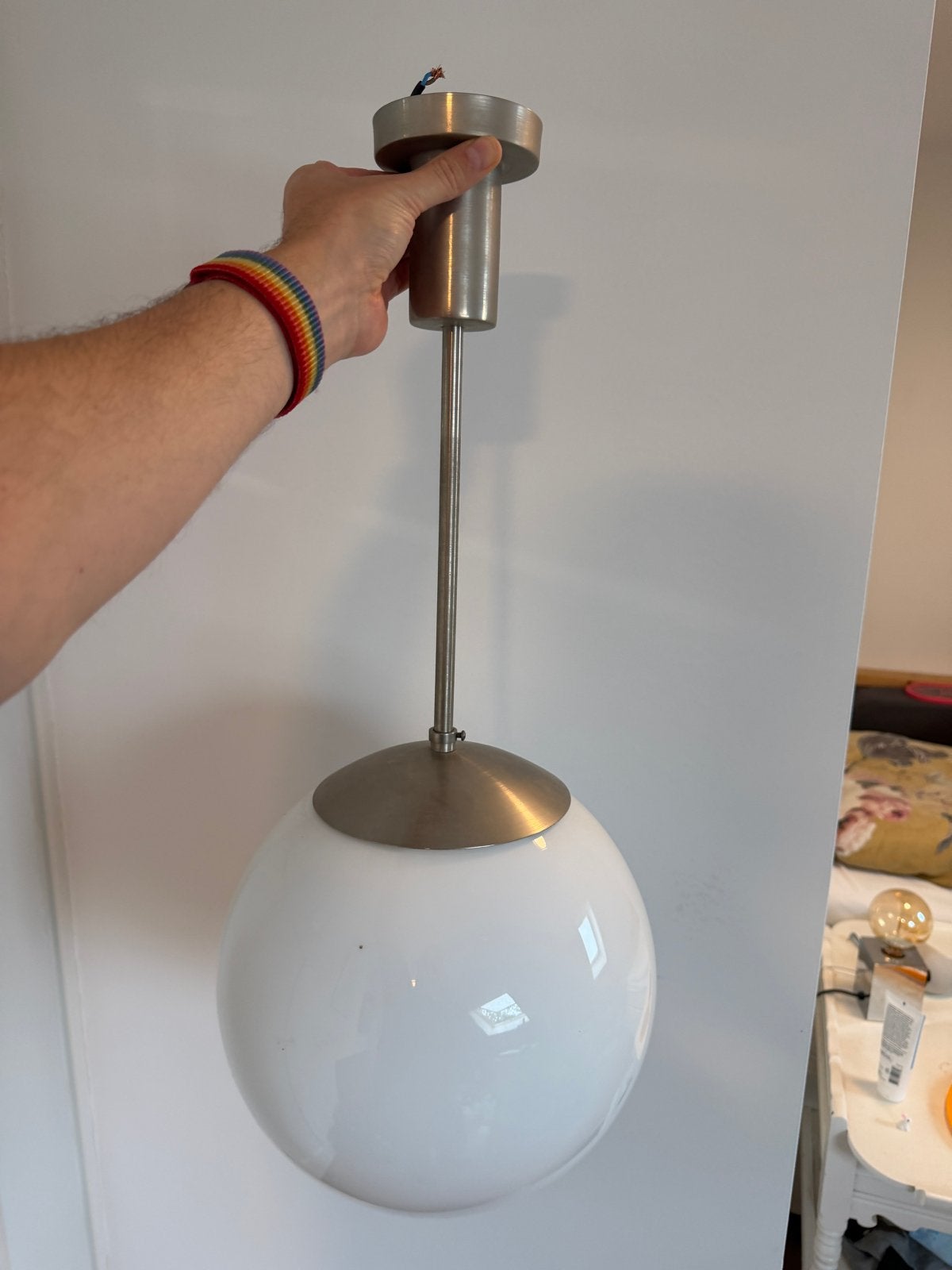 2x Gispen hanglamp, Ophalen, Gebruikt, Glas, E27 (groot)