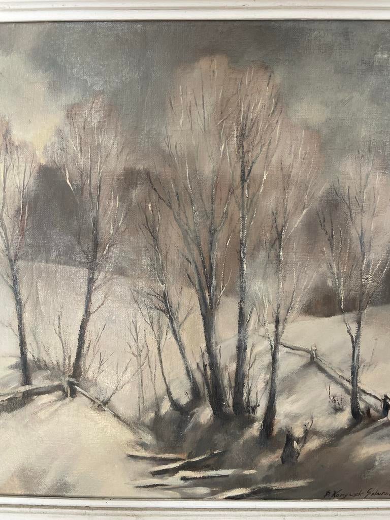 Schilderij: Winters Landschap, Russisch/Poolse naam, Antiek en Kunst, Ophalen of Verzenden