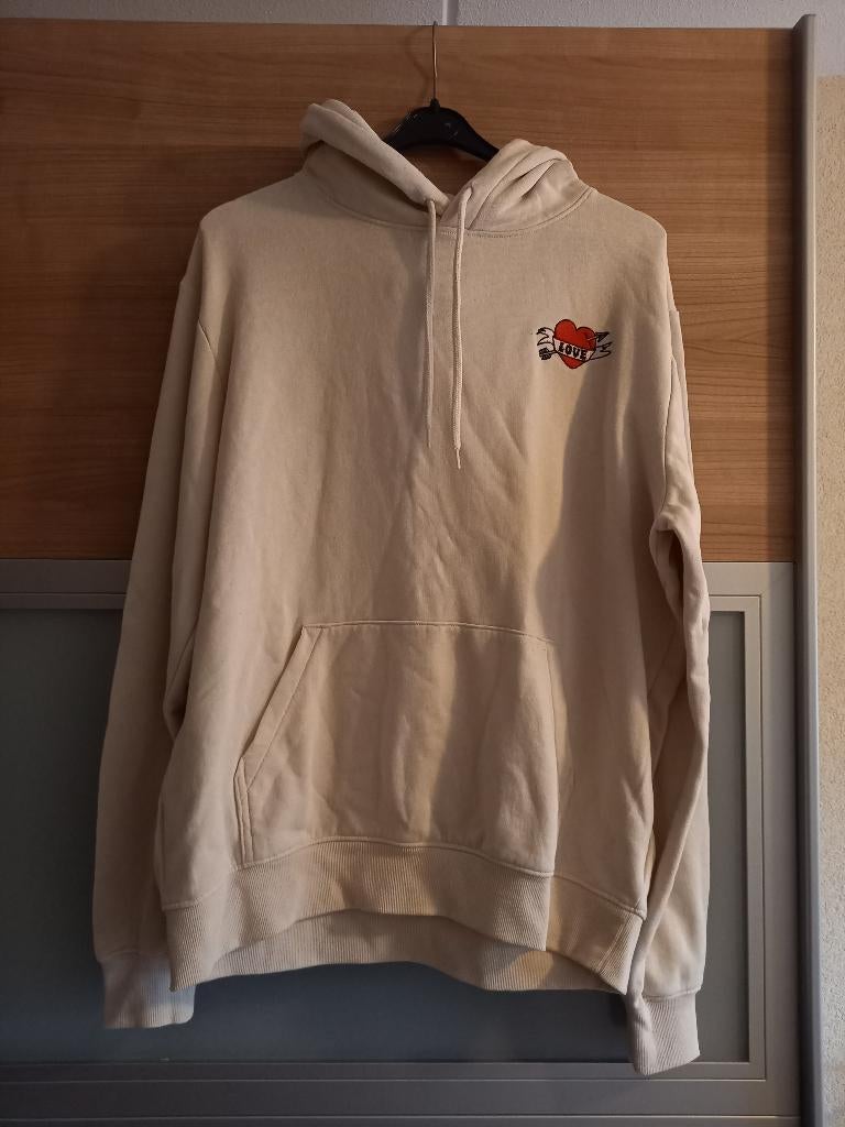 Beige hoodie Love H&M - maat M, Maat 38/40 (M), H&M, Beige, Ophalen of Verzenden
