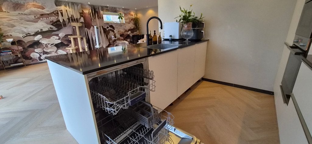 Moderne mat witte eilandkeuken GEDEMONTEERD, Wit, Overige typen, Ophalen of Verzenden, Zo goed als nieuw