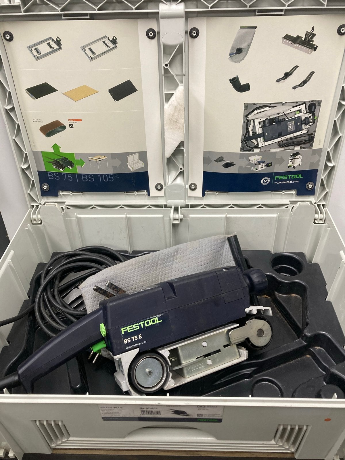 Festool BS 75 E-Plus Bandschuurmachine in XL-systainer, Doe-het-zelf en Verbouw, Ophalen of Verzenden, Zo goed als nieuw, 600 tot 1200 watt