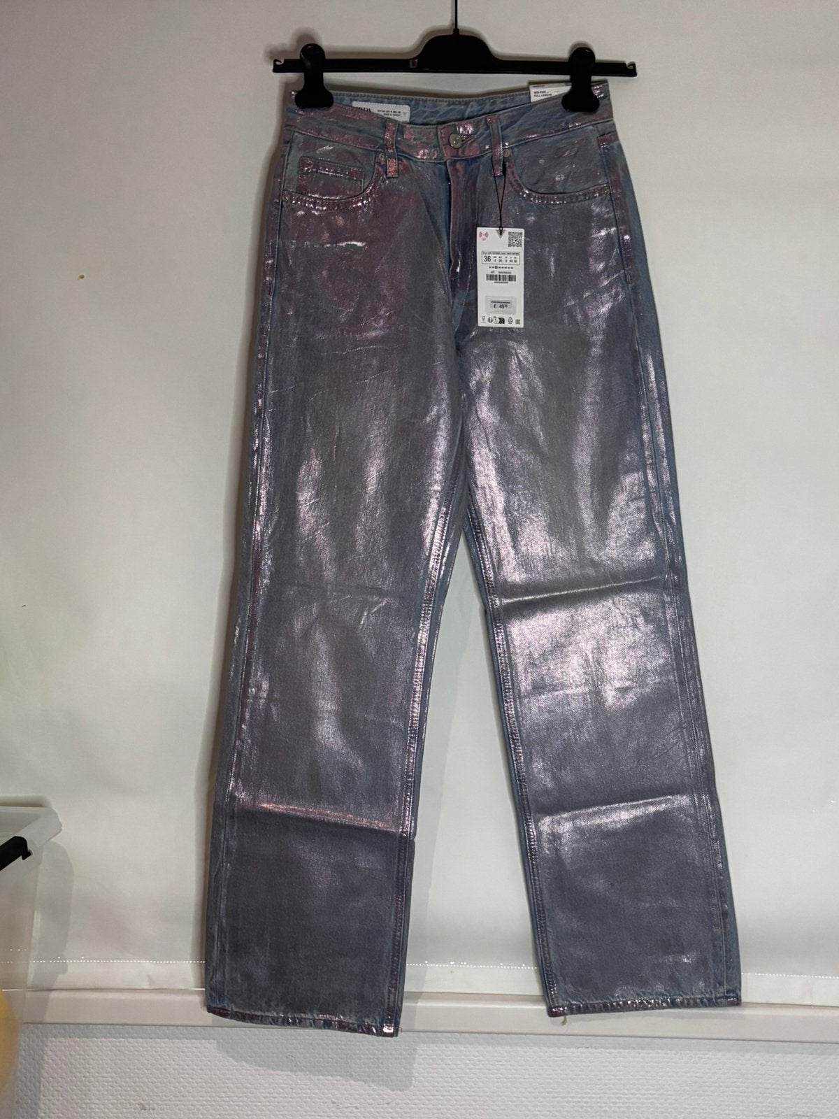Zara glimmende broek maat 36 nieuw, Overige kleuren, ., Nieuw, Ophalen of Verzenden