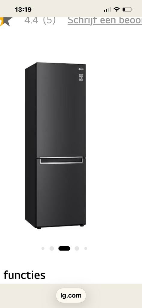 LG KOELVRIESCOMBINATIE, Witgoed en Apparatuur, Koelkasten en IJskasten, 200 liter of meer, Met aparte vriezer, Zo goed als nieuw