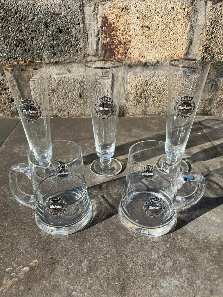 Set van 5 vintage Warsteiner bierglazen (2+3), Overige typen, ?, Zo goed als nieuw, ?