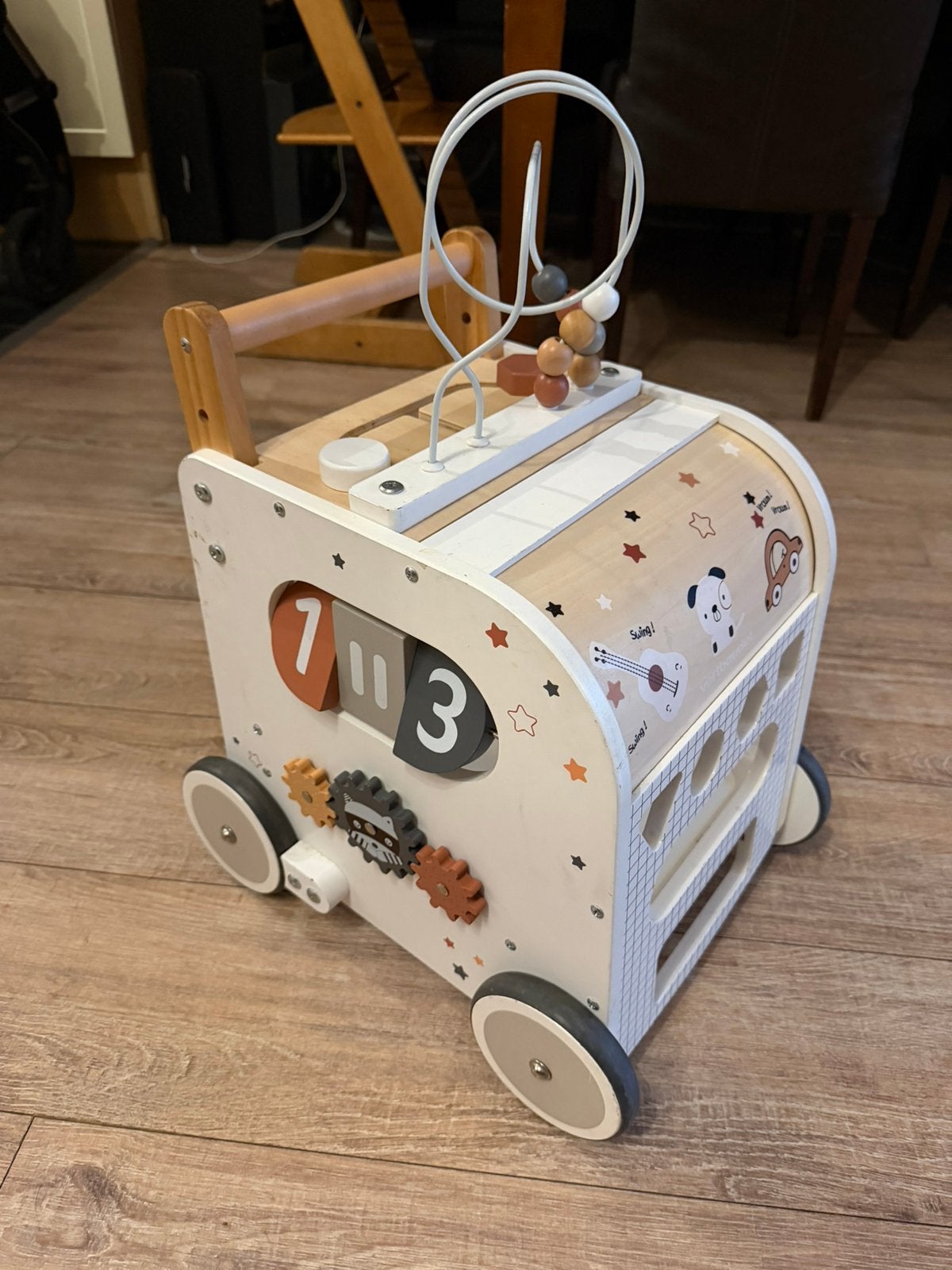 Loopwagentje Vertbaudet met rem, Ophalen, Zo goed als nieuw, Duw- of Trekspeelgoed