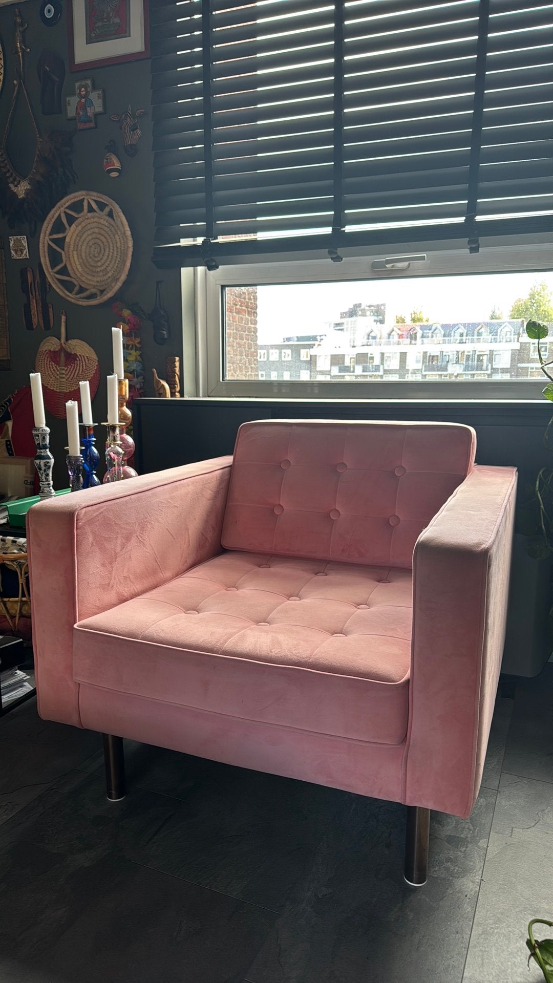 Roze stoel, Ophalen, Gebruikt, Eenpersoons, Minder dan 75 cm
