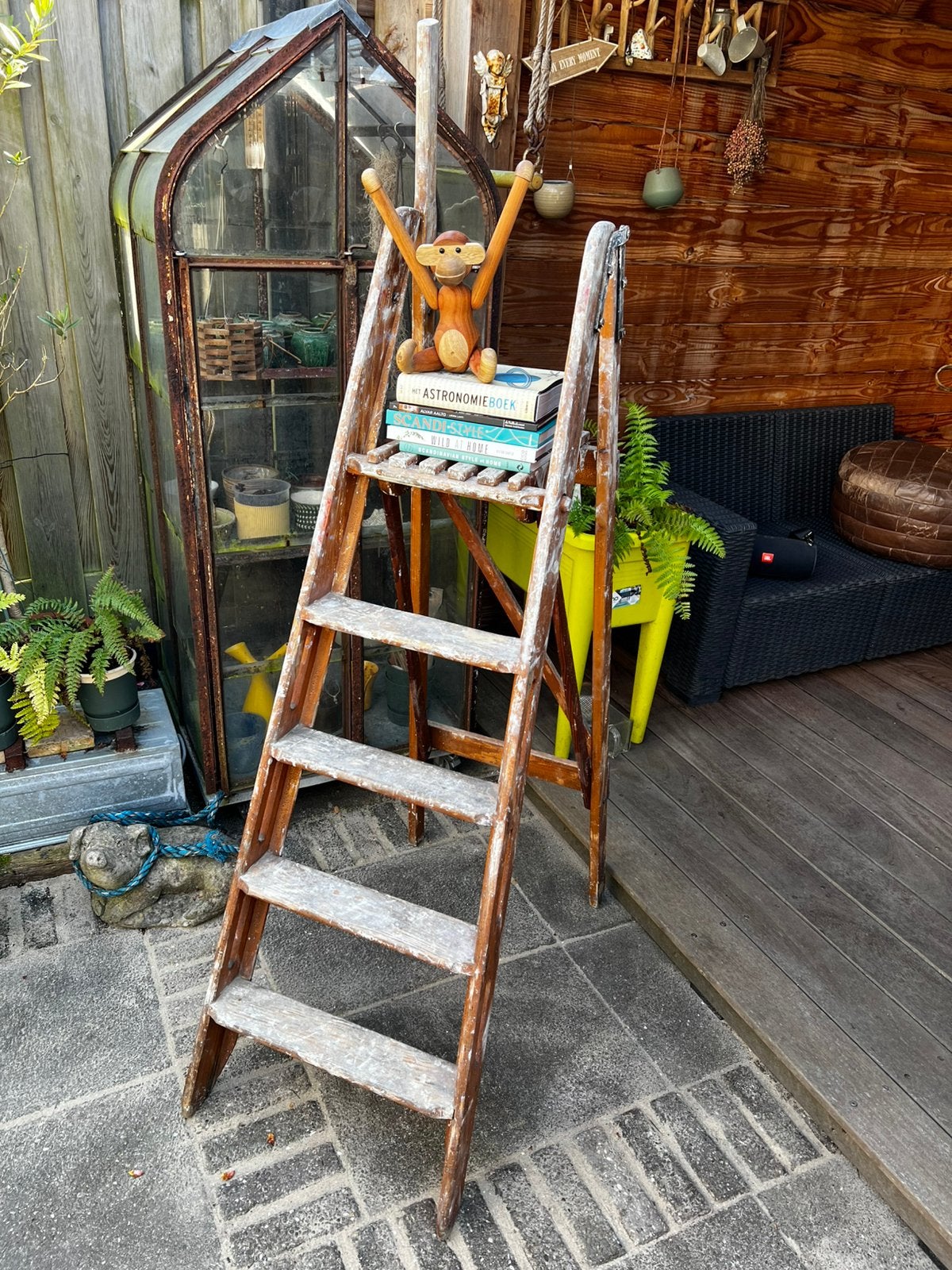 Vintage Eiken Bibliotheektrap Eikenberg & Zn Amsterdam 1900, Ophalen, Gebruikt, Trap