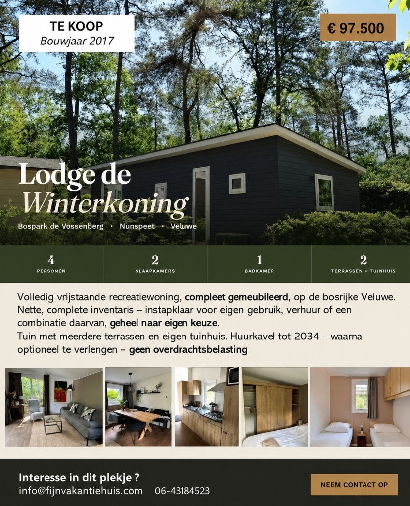 Recreatiewoning Nunspeet - eigen gebruik en/of verhuur, Chalet, Gelderland, 2 slaapkamers
