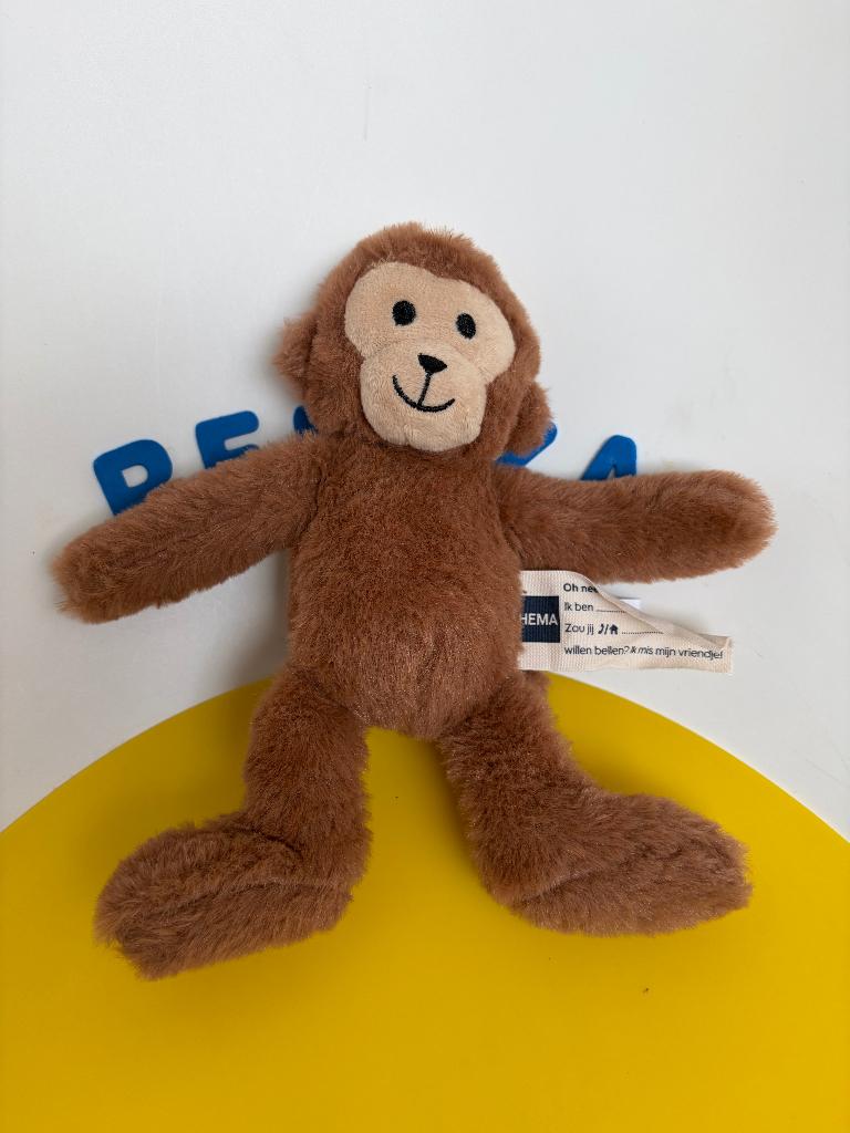 K1033 hema aap aapje bruin, Kinderen en Baby's, Speelgoed | Knuffels en Pluche, Ophalen of Verzenden, Zo goed als nieuw, Overige typen