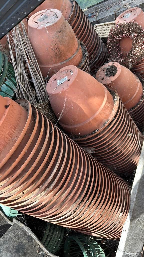 Plastic bloempotten groot ongebruikt, Kunststof, Rond, Ophalen of Verzenden, Zo goed als nieuw