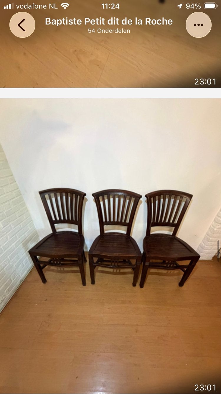 Set van 3 teak houten stoelen, Huis en Inrichting, Stoelen, Ophalen, Gebruikt, Hout, Drie