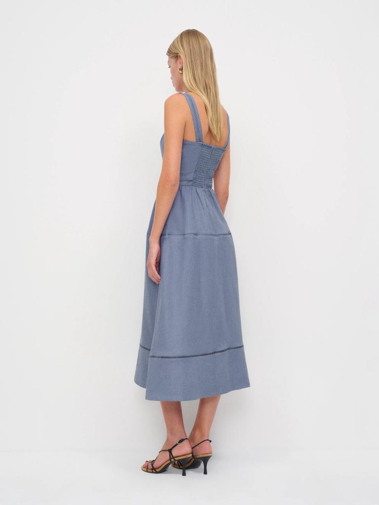 Reformation - Everett Linen Dress - Maat 36, 2263 E Vernon Ave Vernon California 90058 Verenigde Staten, Blauw, Nieuw, Maat 36 (S)