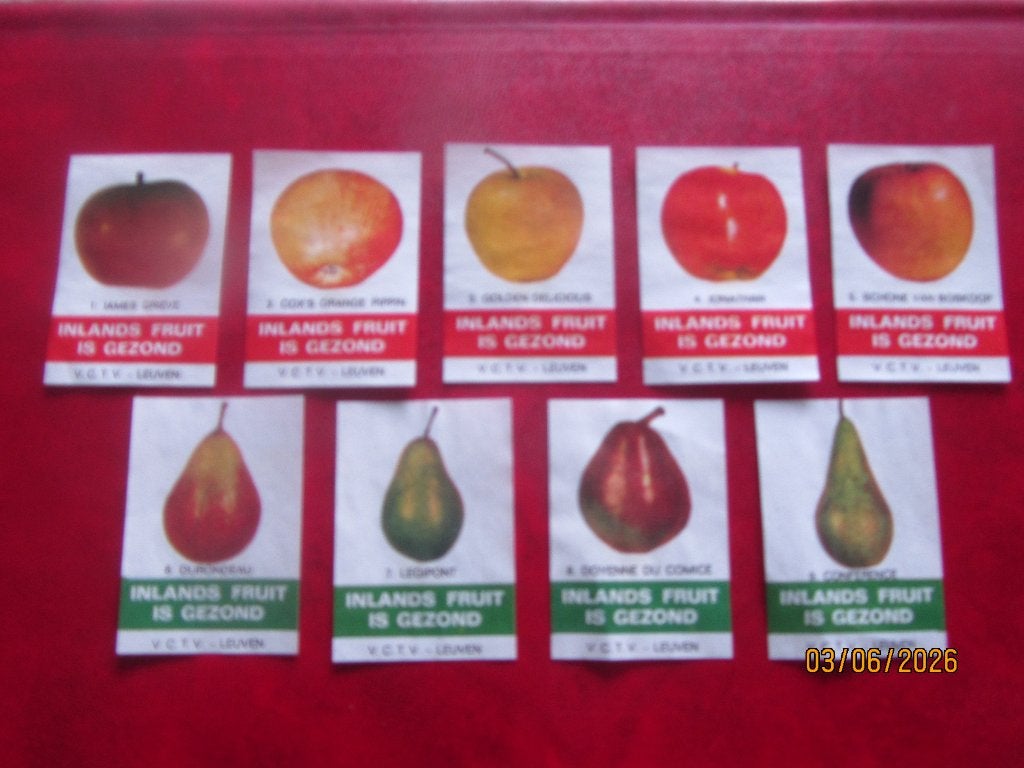 Lucifer Etiketten Fruit 9 stuks, Ophalen of Verzenden, Gebruikt, Luciferdoosjes of -merken