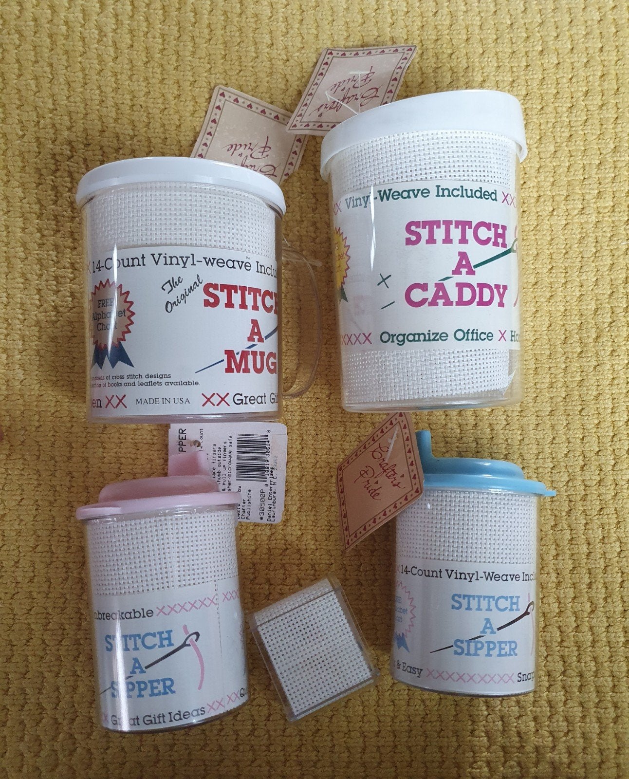 vintage zeldzame Crafter's Pride borduurbekers, Verzenden, Nieuw, Handborduren, Borduurpakket