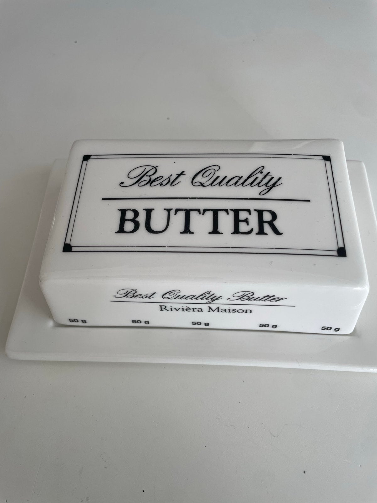 Riviera Maison Best Quality Butter botervloot, Ophalen, Steen/keramiek, Wit, Riviera Maison